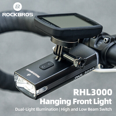 #ad ROCKBROS 3000LM Waterproof Bike Headlight Alloy Hanging Bicycle Light Flashlight $67.99
