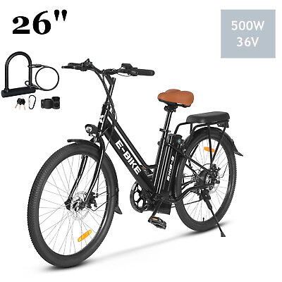 #ad 2024 E Bike 26#x27;#x27; Electric Bike for Adults 500W Motor City Bicycle Commuter Ebike $459.99