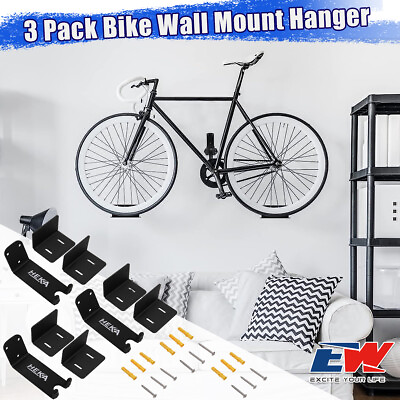 #ad 3PC Bicycle Wall Mount Rack Hanger Cycling Bike Storage Steel Holder Hook Garage $40.99