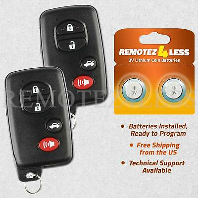 2 For 2007 2008 2009 2010 2011 Toyota Camry Replacement Smart Remote Key 3370 4b $94.95