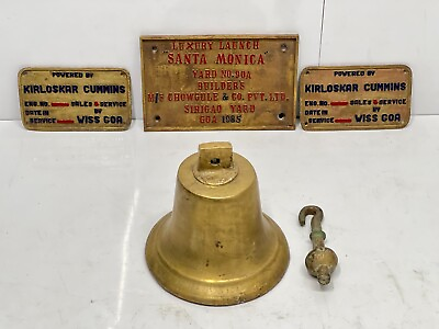 #ad Original Brass Bell with Santa Monica amp; Kirloskar Cummins 3 Vintage Name Plates $1691.06