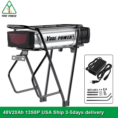 #ad 48V 20Ah Rear Rack Lithium ion Ebike Battery with Rack for 1000W 1500W Motor $319.00