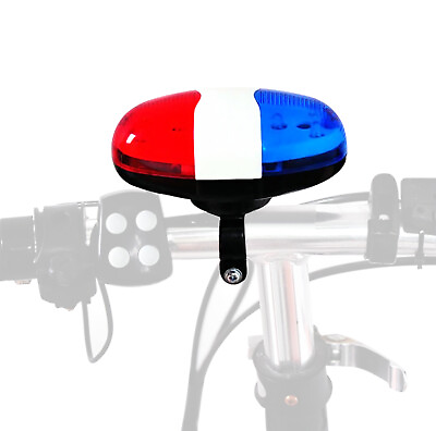 #ad LED Bicycle Light Police Car Electric Siren Horn Bell Bike 4 Sounds Trumpet c $12.09