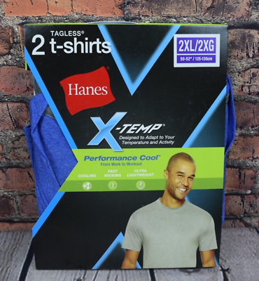 #ad #ad Hanes X Temp Tagless Short sleeve Performance Cool T Shirt 2XL 2 Pack Blue $9.99
