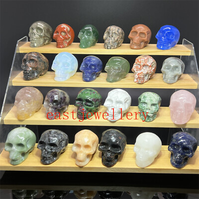#ad Natural Hand carved Quartz skull Quartz crystal skull Figurines Reiki Healing $18.25
