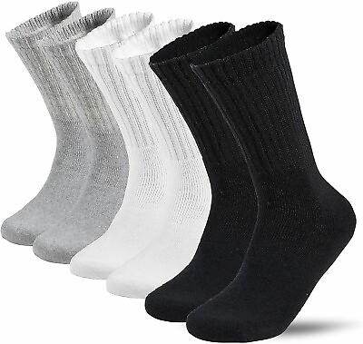 #ad #ad Lot 3 12 Pairs Mens Solid Sports Athletic Work Crew Cotton Socks Size 9 11 10 13 $9.89