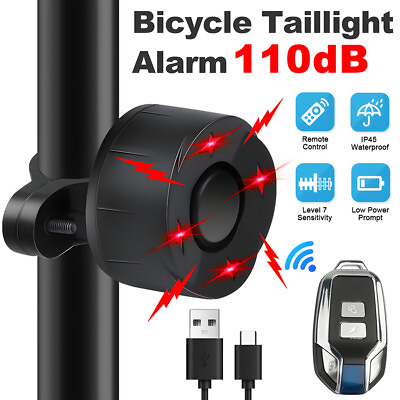 #ad Bicycle Anti Theft Alarm Tail Light Riding Accessories Motorcycle Warning Light $16.81