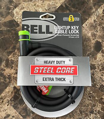 #ad Bell Bicycle Lock With Light up Key Cable Lock Heavy Duty Steel Core 6’x12mm $15.99