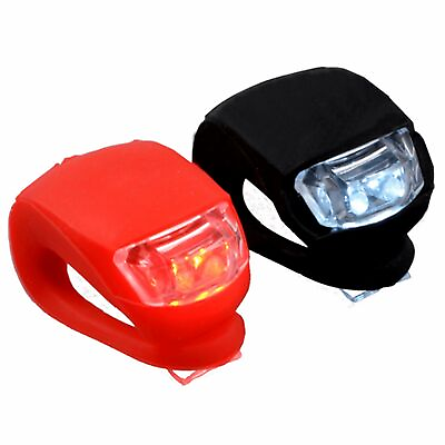 #ad 2 Pcs Silicone Bicycle Bike Cycle Safety LED Head Front amp; Rear Tail Light Set $5.99