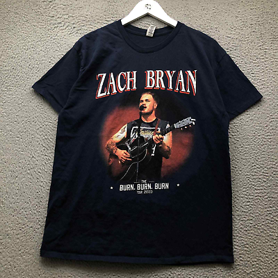 #ad Zach Bryan The Burn Tour Music T Shirt Men#x27;s Large L Short Sleeve Graphic Navy $18.96