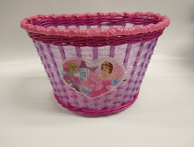 #ad NEW Princess Bicycle Basket Pink Purple Girls Toddler Child Glitter Bike Basket $15.99