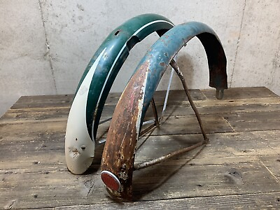 #ad vintage bike fenders pre war elgin and rare reflector vintage old 26” $199.00