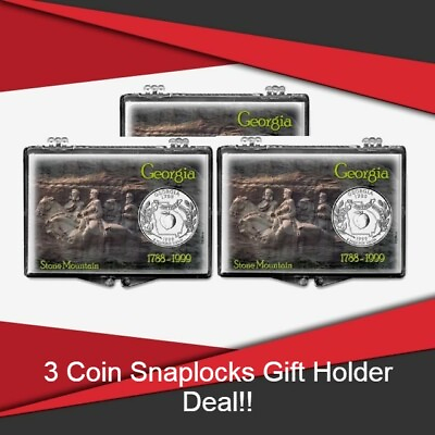 #ad Coin Snaplocks Holder Georgia Stone Mountain For Quarter Storage Deal of 3 Gift $13.10