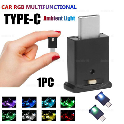 #ad Car Accessories Type C LED RGB Ambient Light Car Interior Atmosphere Night Lamp C $5.13