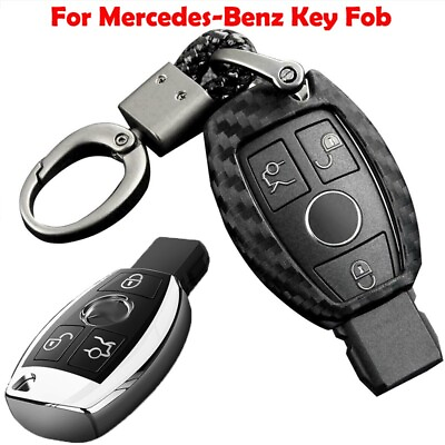 #ad Key Case Cover Fob For Mercedes Benz Carbon Fiber Smart Car Holder Accessories $6.99