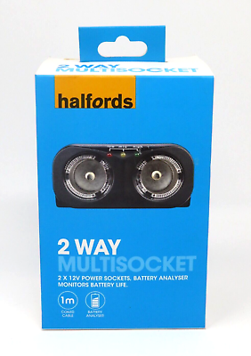 #ad #ad Halfords 2 Way Multisocket 2 x 12V Power Sockets Battery Analyser GBP 9.99