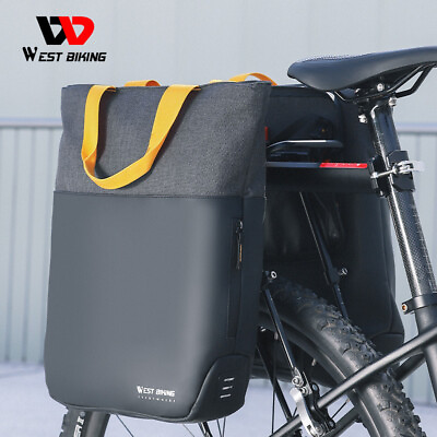 #ad #ad WEST BIKING Waterproof Bike Single Pannier Bicycle Rear Carrier Bag Handbag 2pcs $64.78