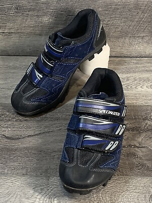 Specialized Mountain Bike Cycling Shoes Mens 7 Blue Suede Black 6113 4139 $19.95