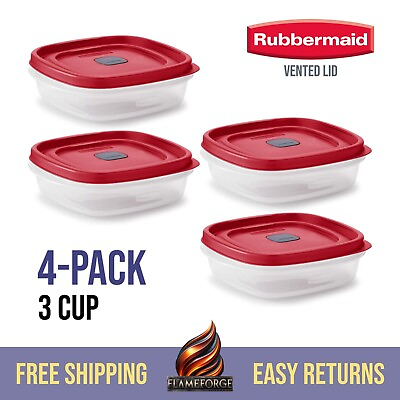 #ad 3 Cup 4 Pack Rubbermaid Food Storage Containers Vented Easy Find Lids 24 oz $23.49