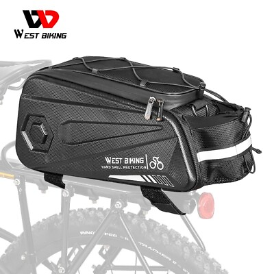 #ad WEST BIKING Waterproof Bicycle Hard Shell Bag Bike Rear Rack Pack Bag Pannier $35.97