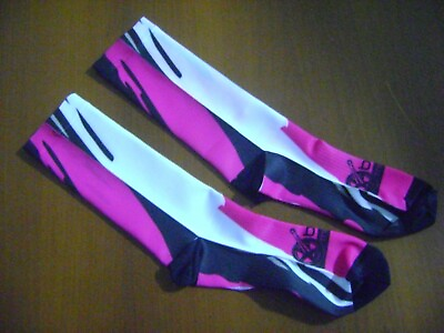 #ad Cycling Socks Sublimated Rad White Pink Magenta Bikingthings Coolest Bike Socks $12.99
