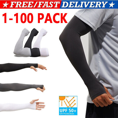 #ad 1 100 SCooling Arm Sleeves Cover UV Sun Protection Outdoor Sports For Men Women $23.49