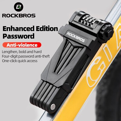 #ad Rockbros Anti theft Locks Foldable Lock Motorcycle MTB Road Bike Fixed Lock safe $62.99