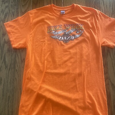 #ad #ad 2024 Daytona Beach Bike Week ￼ Men#x27;s Size MEDIUM Orange Tshirt $20.50