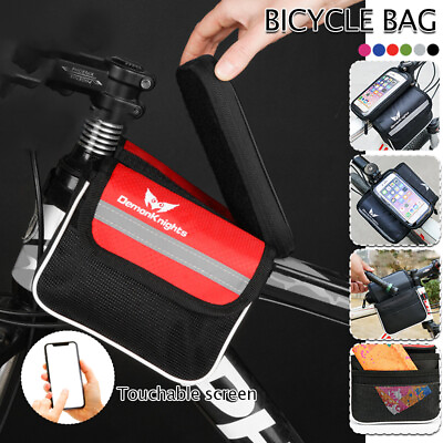 #ad Outdoor Riding Bicycle Touch Screen Mobile Phone Waterproof MTB Front Beam Bag $14.16