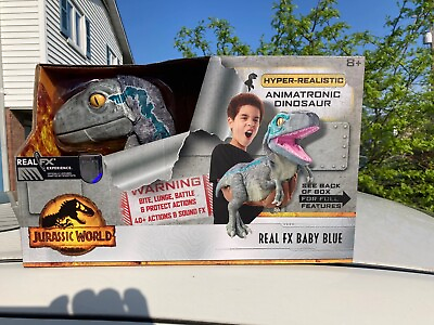 #ad Jurassic World Real FX Baby Blue Velociraptor Figure Puppet Realistic WORKS New $40.00