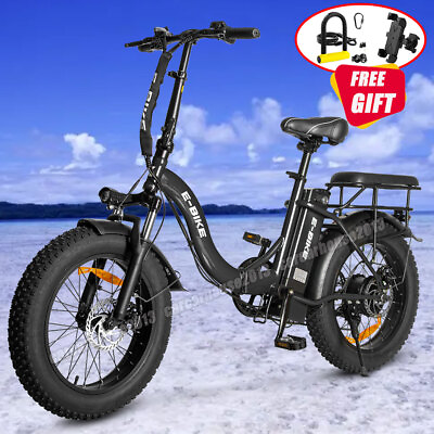 #ad Adult 20quot; 750W Electric Folding Bicycle Fat Tire Mountain Snow Beach Bike w Lock $680.19