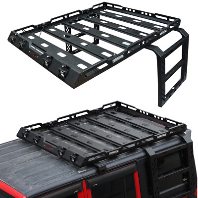 #ad Wrangler Roof Rack Cargo Luggage Carrier W Lightsamp;Ladder For 07 18 Wrangler JK $669.99