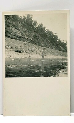 #ad RPPC Woman Posing on the Beach for Picture Postcard G5 $3.95