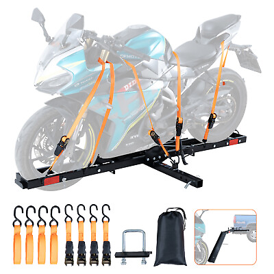 #ad #ad VEVOR Motorcycle Carrier Scooter Dirt Bike Hitch Mount 600LBS Rack Ramp Hauler $139.99