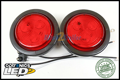 #ad 2 Red LED Light Trailer 2 1 2quot; round Grommet mount Clearance 2.5quot; Optronics $12.99