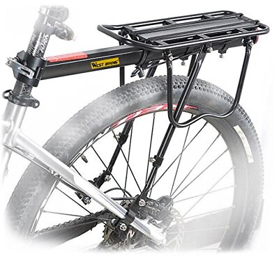 #ad 110Lb Capacity Almost Universal Adjustable Bike Cargo Rack Cycling Black $48.46