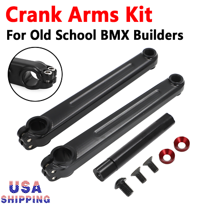 #ad US For BMX Old School Build Bike Cranks Crank Arms Black High strength Aluminum $83.99
