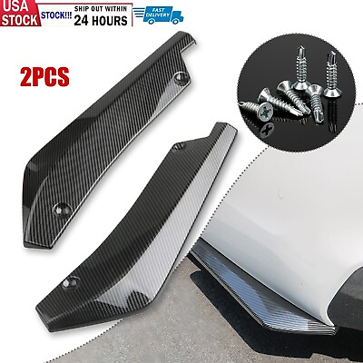 #ad #ad For Honda 2PCS Carbon Fiber Rear Bumper Lip Splitter Diffuser Canard Body Kit $11.99