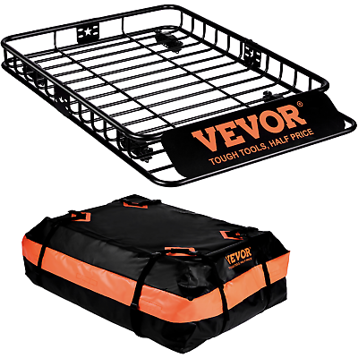 #ad #ad VEVOR Roof Rack Cargo Basket 200 LBS 51quot;x36quot;x5quot; for SUV Truck with Luggage Bag $127.99