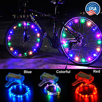 #ad 20 LED Bicycle Bike Wheel Lights Cycling String Light Fits any Spoke Rim Tires $6.98
