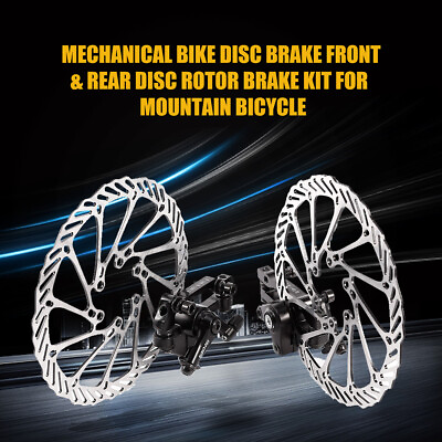 #ad 2x Mechanical Bike Disc Brake Set Front Rear Caliper 160mm Rotor Bicycle MTB Kit $22.99