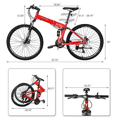 #ad #ad Lightweight Folding Bike Full Suspension Bike 26 Inch 21 Speed MTB Bicycles $136.89