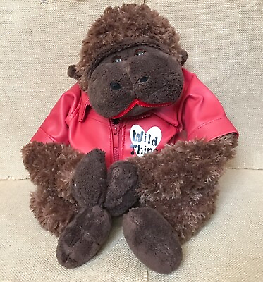 #ad #ad Dan Dee Wild Thing Plush Gorilla In Red Moto Jacket Adhesive Paws Stuffed Animal $18.00
