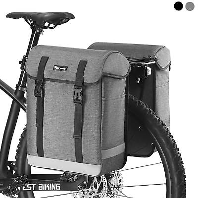 #ad 34L Bike Double Pannier Bag Waterproof Bicycle Rear Rack Seat Storage Saddle Bag $37.99