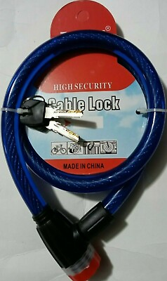 Zhonli 36 Inch Bike Locks Cable Lock Coiled Secure Keys Bike Cable Lock Blue $12.99