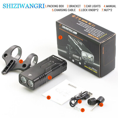 #ad 10000mAh LED Bike Headlight Front USB Rechargeable T6 MTB Bicycle Light Aluminum $39.77