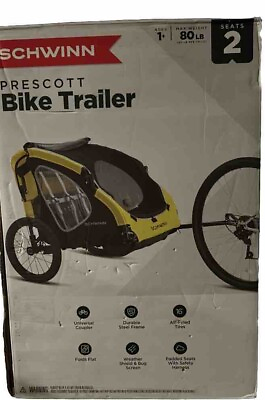 #ad Schwinn Prescott Two Seat Tow behind Bike Trailer for kids Up To 80 Lbs $80.00