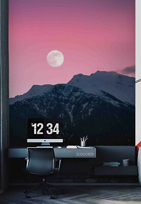 #ad 3D Mountain Full Moon Wallpaper Wall Mural Removable Self adhesive Sticker4712 AU $314.99
