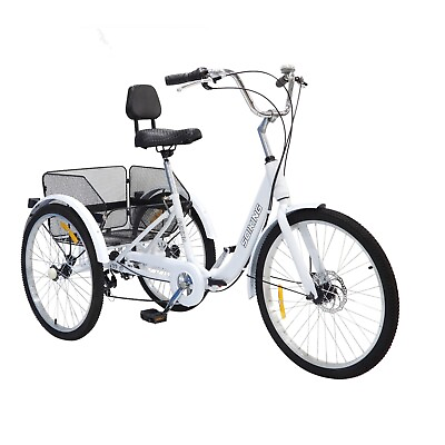 Foldable Adult Tricycle 24#x27;#x27; Folding Cruiser Bike 7 Speed 3 Wheel Bike For Adult $149.90