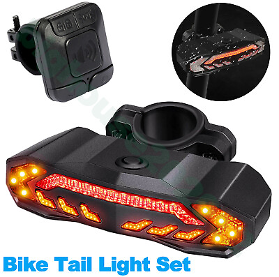 #ad #ad LED USB Rechargeable Bike Tail Light Set Remote Turn Signals Brake Bicycle Alarm $24.92